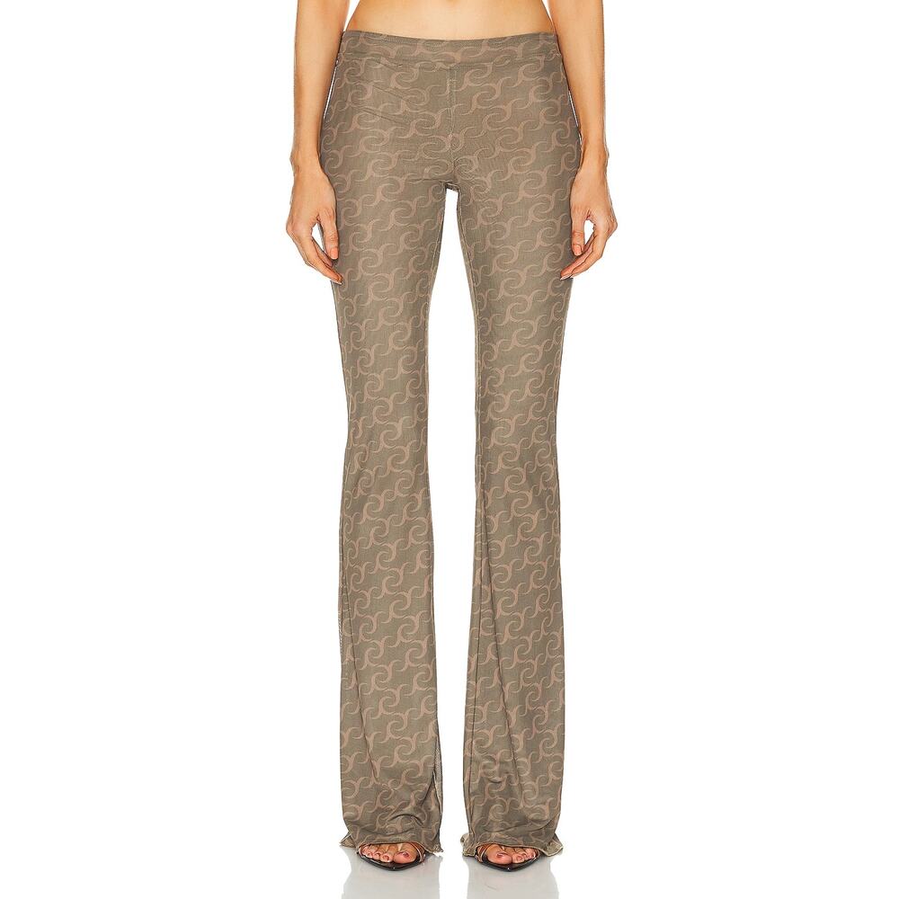 Jade Cropper Flared Green Wilted Flowers Trousers Size M